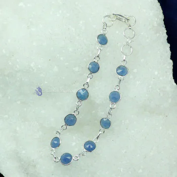 BLUE SAPPHIRE CORUNDUMD - SBB907- NATURAL CUT GEMSTONE FANCY BEJAL BRACELET MADE IN 925 ST BLUE SAPPHIRE CORUNDUMD - SBB907- NATURAL CUT GEMSTONE FANCY BEJAL BRACELET MADE IN 925 ST