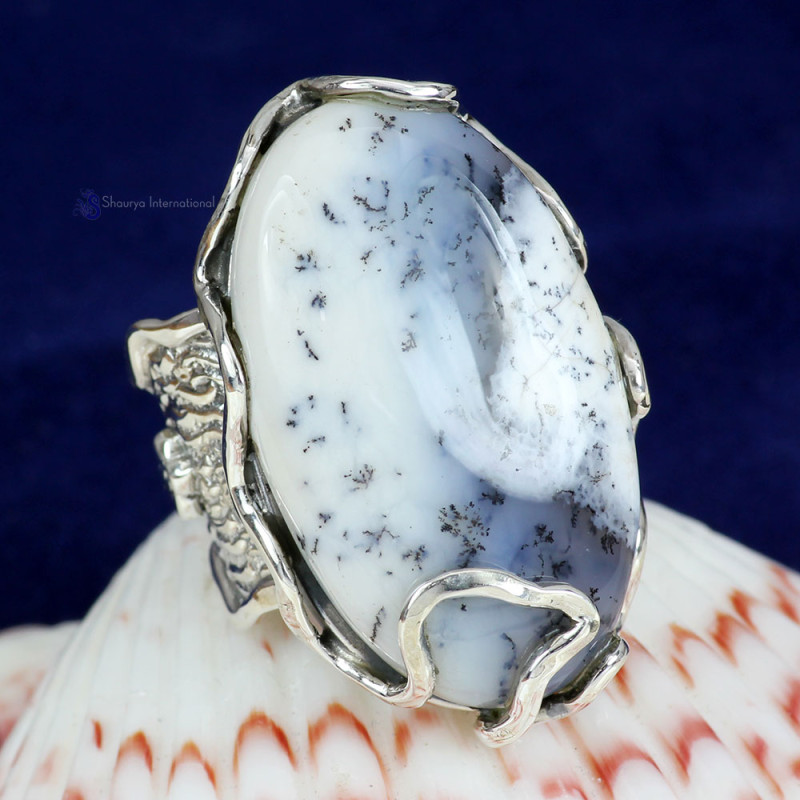 DENDRITIC AGATE I - RSS934- UNIQUE DESIGNER NATURAL GEMSTONE TRENDY RINGS MADE IN 92 DENDRITIC AGATE I - RSS934- UNIQUE DESIGNER NATURAL GEMSTONE TRENDY RINGS MADE IN 92