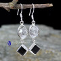 HERKIMER DIAMOND & BLACK ONYX D - SPE910- FANTASTIC EARRINGS WITH NATURAL TWO GEMSTONE MADE IN 925