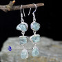 AQUAMARINE ROUGH O - SPE909- BEAUTIFUL NATURAL THREE GEMSTONE LOVELY EARRINGS MADE IN