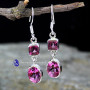 PINK TOPAZ C - SPE908- TWO GEMSTONE EXCLUSIVE DESIGNER EARRINGS WITH 925 STERLI