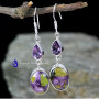 MOHAVE STICHTITE & AMETHIST CUT E - SPE908- TWO GEMSTONE EXCLUSIVE DESIGNER EARRINGS WITH 925 STERLI