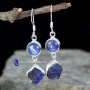 KYNITE & AZURITE DRUZY H - SPE908- TWO GEMSTONE EXCLUSIVE DESIGNER EARRINGS WITH 925 STERLI