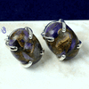 Mohave Copper Charoite B - SSE891- BEAUTIFUL NATURAL GEMSTONE PRONG SETTING STUD EARRINGS W