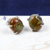 Imperial Jasper D - SSE891- BEAUTIFUL NATURAL GEMSTONE PRONG SETTING STUD EARRINGS W