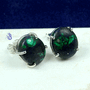 Malachite in Azurite F - SSE891- BEAUTIFUL NATURAL GEMSTONE PRONG SETTING STUD EARRINGS W