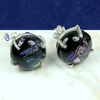 Dichroic Glass G - SSE891- BEAUTIFUL NATURAL GEMSTONE PRONG SETTING STUD EARRINGS W
