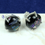 Dichroic Glass G - SSE891- BEAUTIFUL NATURAL GEMSTONE PRONG SETTING STUD EARRINGS W