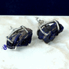 Azurite Druzy E - SSE889- NATURAL DRUZY & ROUGH GEMSTONE PRONG & PLAIN SETTING EAR