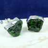 CHROME DIPOSIDE I - SSE889- NATURAL DRUZY & ROUGH GEMSTONE PRONG & PLAIN SETTING EAR