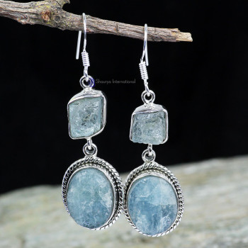Aquamarine Druzy F - XSE962- EXCLUSIVE 925 STERLING SILVER NATURAL GEMSTONE EARRINGS Aquamarine Druzy F - XSE962- EXCLUSIVE 925 STERLING SILVER NATURAL GEMSTONE EARRINGS