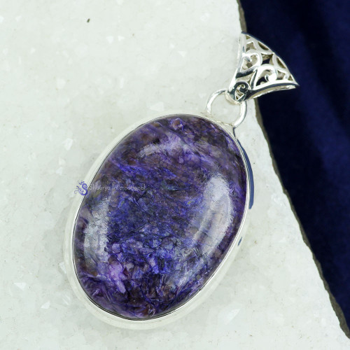 CHAROITE C - ISP792- NATURAL GEMSTONE BEAUTIFUL DESIGNER PENDANTS MADE IN 925