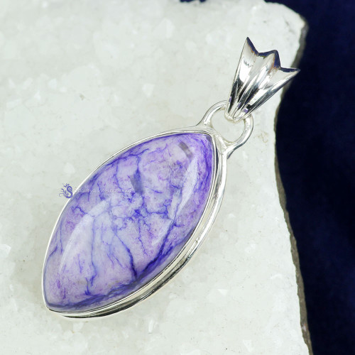 CHAROITE E - ISP792- NATURAL GEMSTONE BEAUTIFUL DESIGNER PENDANTS MADE IN 925
