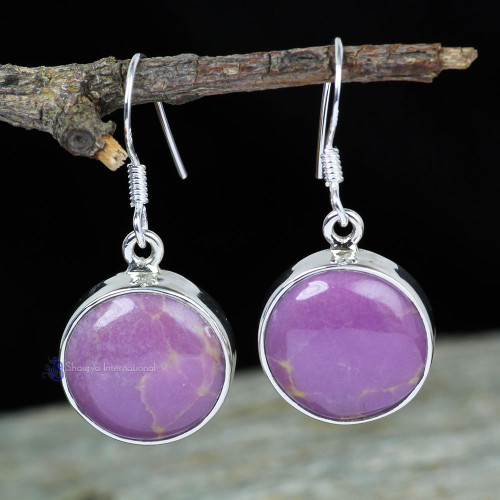 PURPURITE O - XSE959- 925 STERLING SILVER NATURAL GEMSTONE BEAUTIFUL EARRINGS PURPURITE O - XSE959- 925 STERLING SILVER NATURAL GEMSTONE BEAUTIFUL EARRINGS