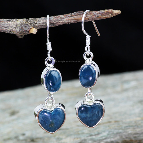 NEON BLUE APATITE A - XSE958- NATURAL TWO GEMSTONE FANTASTIC EARRINGS MADE IN 925 STER NEON BLUE APATITE A - XSE958- NATURAL TWO GEMSTONE FANTASTIC EARRINGS MADE IN 925 STER