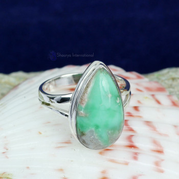 VARISCITE E - PSR826- PLAIN SETTING NATURAL GEMSTONE RINGS MADE IN 925 STERLIN