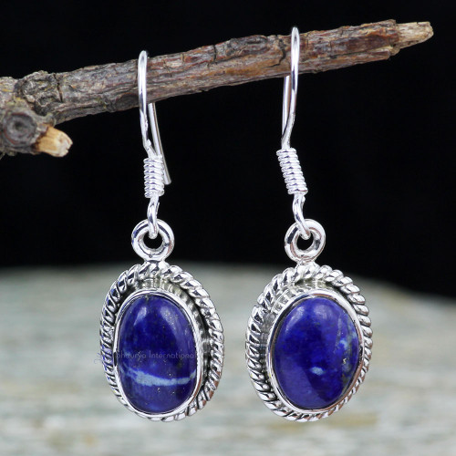 LAPIS F - XSE957- INDIAN FACTORY MADE TRENDY EARRINGS WITH NATURAL GEMSTON LAPIS F - XSE957- INDIAN FACTORY MADE TRENDY EARRINGS WITH NATURAL GEMSTON