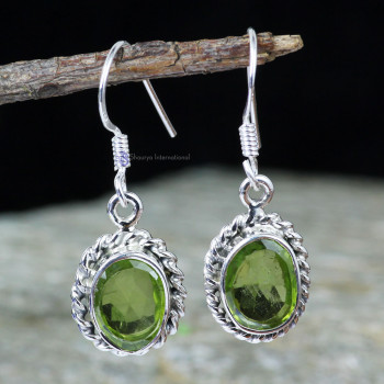 PERIDOT C - XSE955- ULTIMATE NEW DESIGNER EARRINGS WITH NATURAL GEMSTONE 925 PERIDOT C - XSE955- ULTIMATE NEW DESIGNER EARRINGS WITH NATURAL GEMSTONE 925
