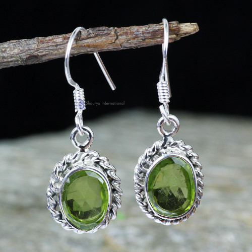 PERIDOT C - XSE955- ULTIMATE NEW DESIGNER EARRINGS WITH NATURAL GEMSTONE 925