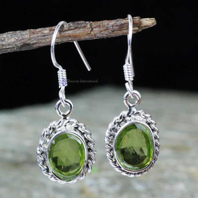 PERIDOT C - XSE955- ULTIMATE NEW DESIGNER EARRINGS WITH NATURAL GEMSTONE 925 PERIDOT C - XSE955- ULTIMATE NEW DESIGNER EARRINGS WITH NATURAL GEMSTONE 925