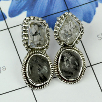 HERKIMER DIAMOND I - SSE888-MULTI CUT N CAB GEMSTONE 925 STERLING SILVER STUD EARRING