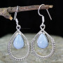 BLUE OPAL O - XSE954- NEW FANCY DESIGN NATURAL GEMSTONE EARRINGS MADE IN 925 S