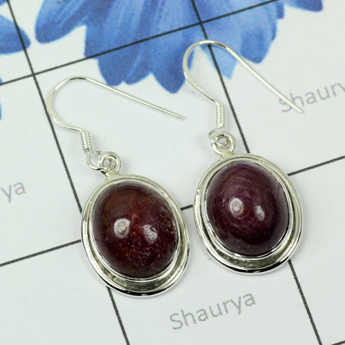 RUBY STAR A - SPE906-925 PLAIN SILVER GENUINE CAB N CUT GEMSTONE STUNNING EARR
