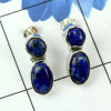 LAPIS F - SSE887-EXCLUSIVE SILVER FABULOUS GEMSTONE STUD EARRING