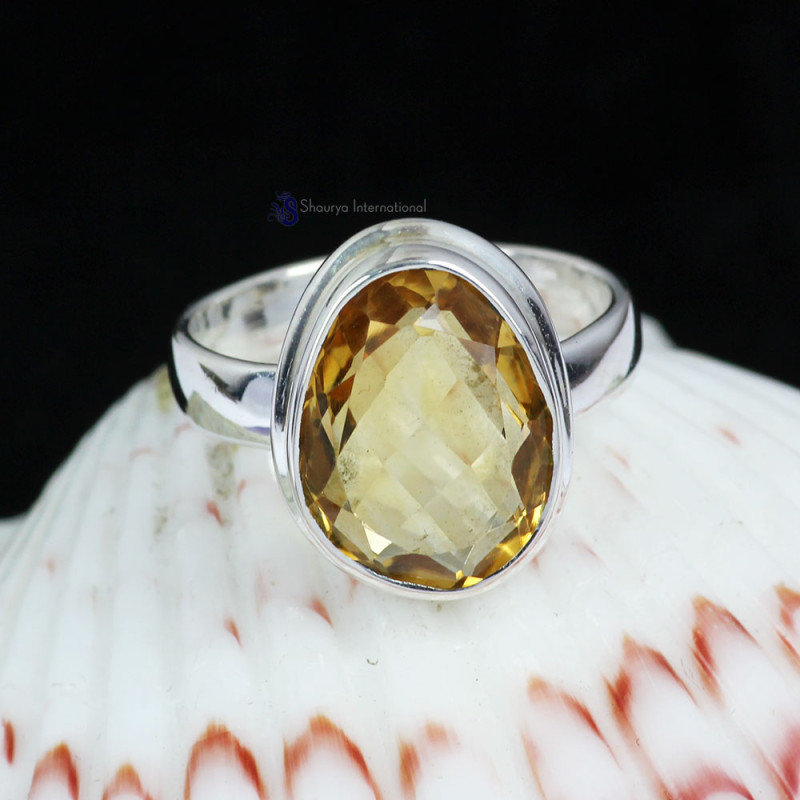 CITRINE CUT B - BDR962- EXCLUSIVE SILVER CITRINE GEMSTONE RINGS MADE IN 925 STER