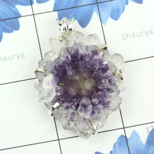AMETHYST STALACTITE B - FSP970-925 STERLING SILVER FREE SIZE AMETHYST STALACTITE GEMSTON