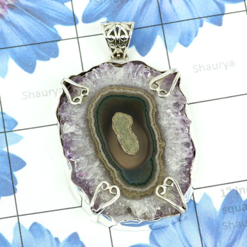 AMETHYST STALACTITE E - FSP970-925 STERLING SILVER FREE SIZE AMETHYST STALACTITE GEMSTON