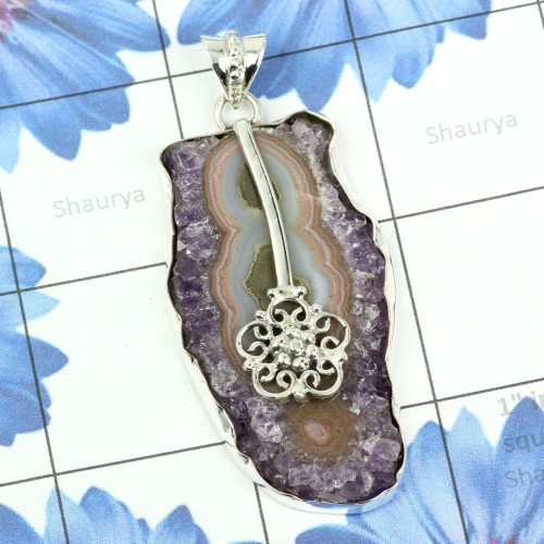AMETHYST STALACTITE F - FSP970-925 STERLING SILVER FREE SIZE AMETHYST STALACTITE GEMSTON