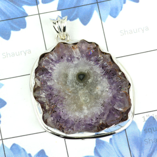 AMETHYST STALACTITE H - FSP970-925 STERLING SILVER FREE SIZE AMETHYST STALACTITE GEMSTON