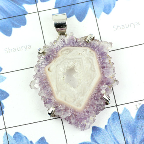 AMETHYST STALACTITE I - FSP970-925 STERLING SILVER FREE SIZE AMETHYST STALACTITE GEMSTON