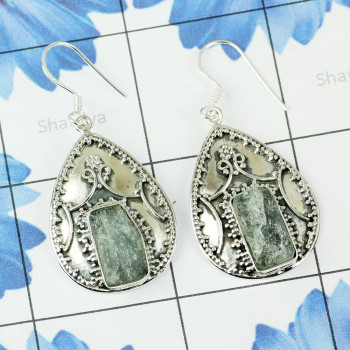 AQUAMARINE ROUGH B - XSE951- BEAUTIFUL DESIGNER NATURAL GEMSTONE EARRINGS MADE IN 925 AQUAMARINE ROUGH B - XSE951- BEAUTIFUL DESIGNER NATURAL GEMSTONE EARRINGS MADE IN 925