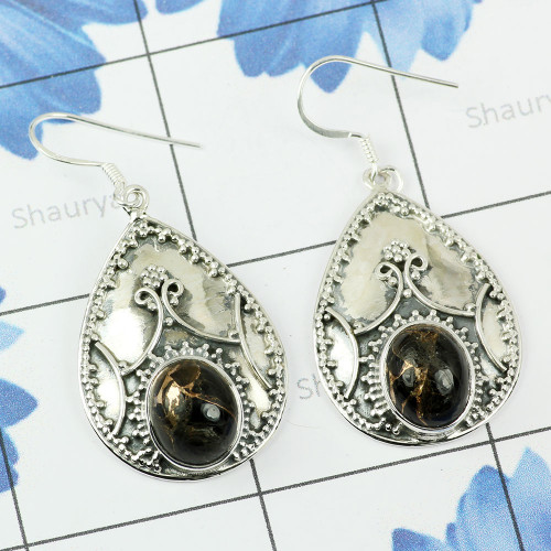 MOHAVE CALCITE O - XSE951- BEAUTIFUL DESIGNER NATURAL GEMSTONE EARRINGS MADE IN 925