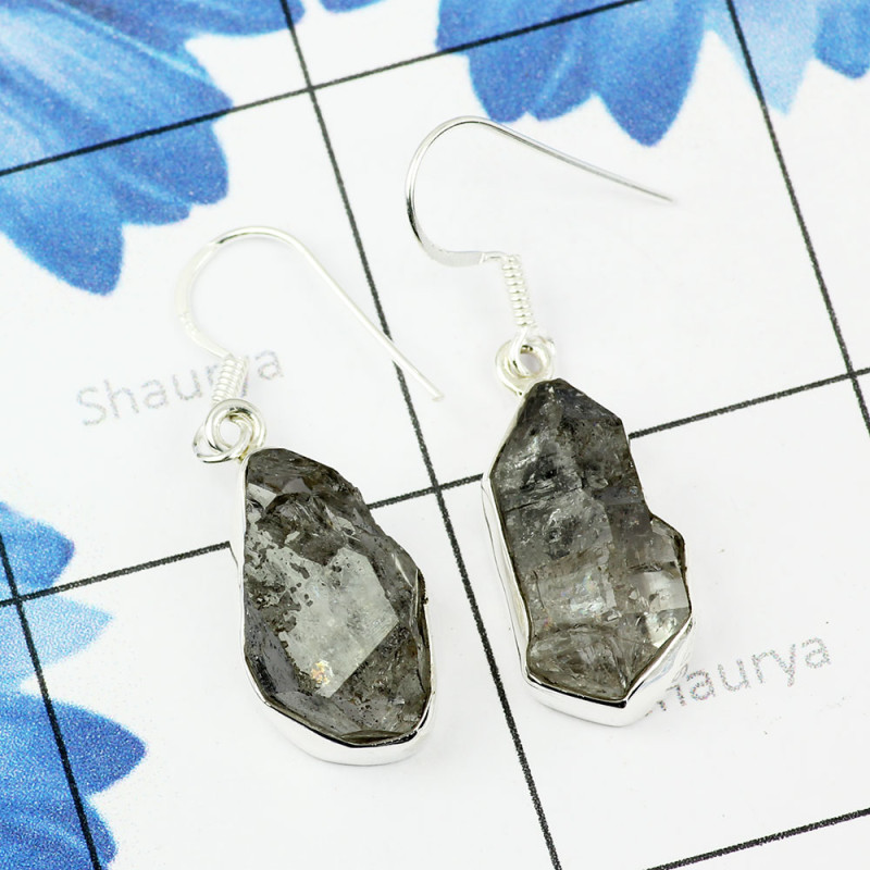 HERKIMER DIAMOND DRUZY G - XSE947- NEW DESIGNER EARRINGS WITH NATURAL GEMSTONE MADE IN 925