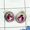 PINK TOPAZ B - SSE886- BEAUTIFUL DESIGNER NATURAL GEMSTONE STUD EARRINGS MADE I