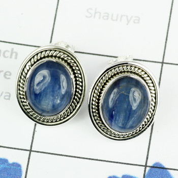 KYNITE CAB D - SSE886- BEAUTIFUL DESIGNER NATURAL GEMSTONE STUD EARRINGS MADE I