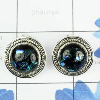 DICHROIC GLASS O - SSE886- BEAUTIFUL DESIGNER NATURAL GEMSTONE STUD EARRINGS MADE I DICHROIC GLASS O - SSE886- BEAUTIFUL DESIGNER NATURAL GEMSTONE STUD EARRINGS MADE I