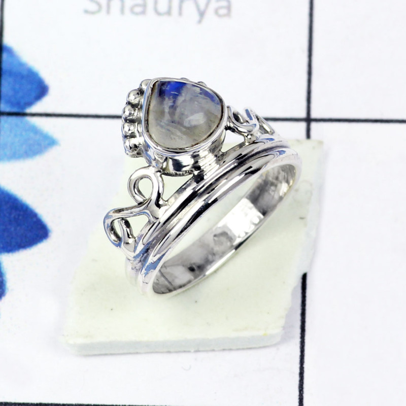 RAINBOW MOONSTONE H - BDR956- EXCLUSIVE NEW COLLECTION OF RAINBOW MOONSTONE RINGS MADE