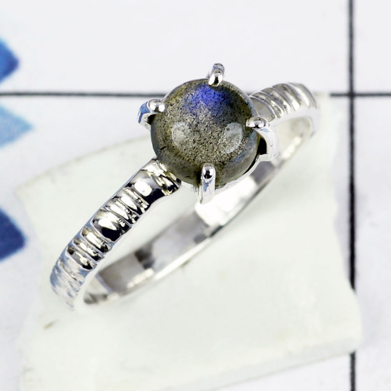 LABRADORITE C - BDR955- NEW DESIGNER NATURAL LABRADORITE GEMSTONE RINGS MADE IN