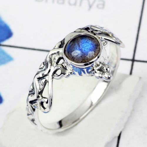 LABRADORITE I - BDR955- NEW DESIGNER NATURAL LABRADORITE GEMSTONE RINGS MADE IN