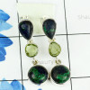 MALACHITE IN AZURITE, PARIDOT D - SSE884- LOVELY DESIGNER NATURAL THREE GEMSTONE EARRINGS MADE IN