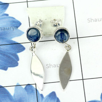 KYNITE CAB B - SSE883- WONDERFUL DESIGEND NATURAL GEMSTONE EARRINGS MADE IN 925