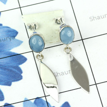 BLUE OPAL D - SSE883- WONDERFUL DESIGEND NATURAL GEMSTONE EARRINGS MADE IN 925