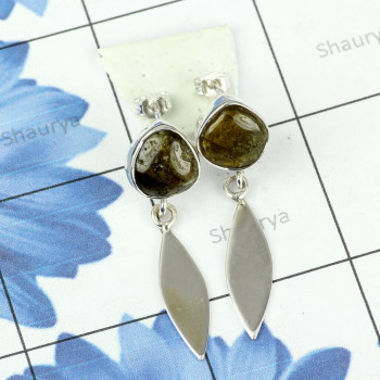 GREEN GARNET G - SSE883- WONDERFUL DESIGEND NATURAL GEMSTONE EARRINGS MADE IN 925