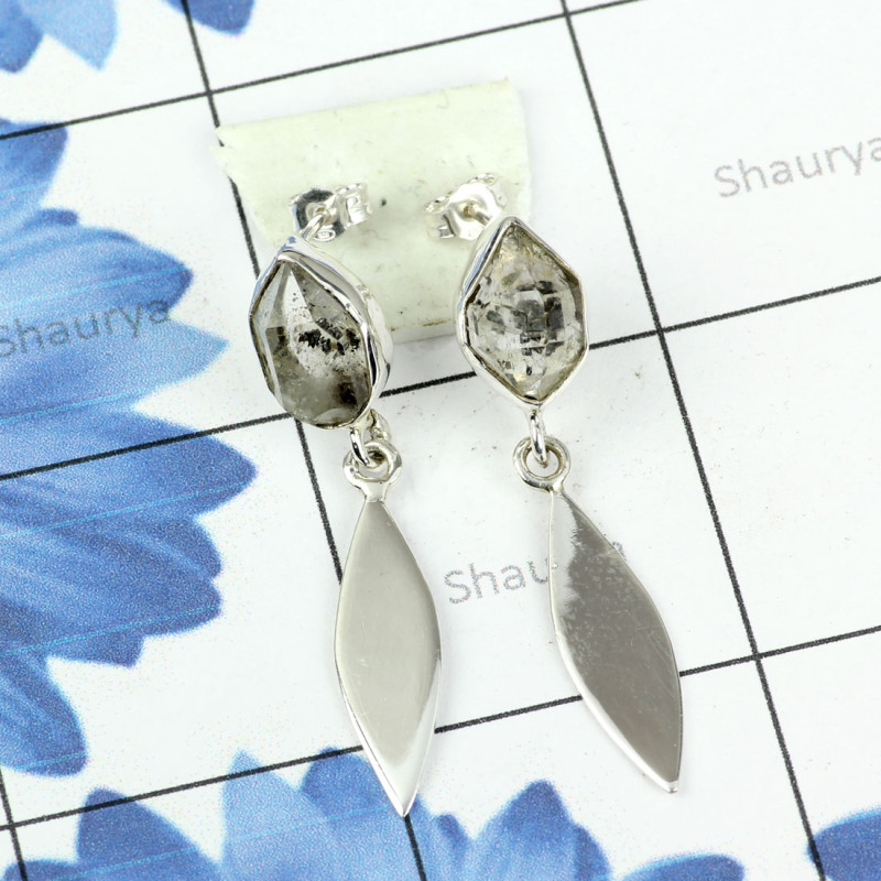 HERKIMER DIAMOND ROUGH I - SSE883- WONDERFUL DESIGEND NATURAL GEMSTONE EARRINGS MADE IN 925 HERKIMER DIAMOND ROUGH I - SSE883- WONDERFUL DESIGEND NATURAL GEMSTONE EARRINGS MADE IN 925