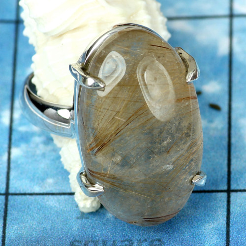 GOLDEN RUTAIL O - PSR822- NATURAL GOLDEN RUTAIL FANCY PLAIN SETTING RINGS MADE IN 
