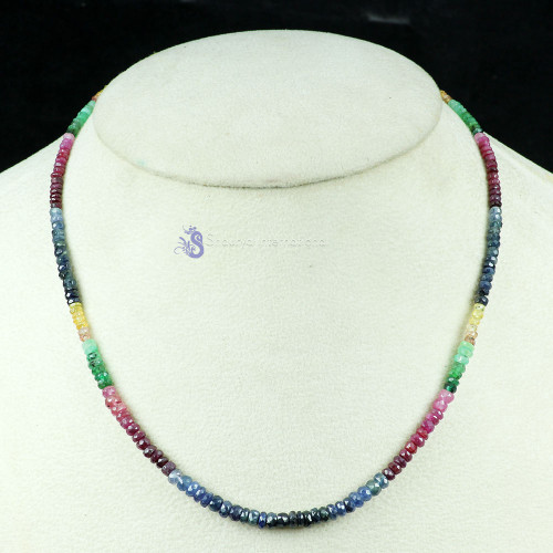 MULTI SAPPHIRE O - BDN959- HANDMADE NATURAL GEMSTONE BEADS NECKLACES MADE IN 925 ST MULTI SAPPHIRE O - BDN959- HANDMADE NATURAL GEMSTONE BEADS NECKLACES MADE IN 925 ST